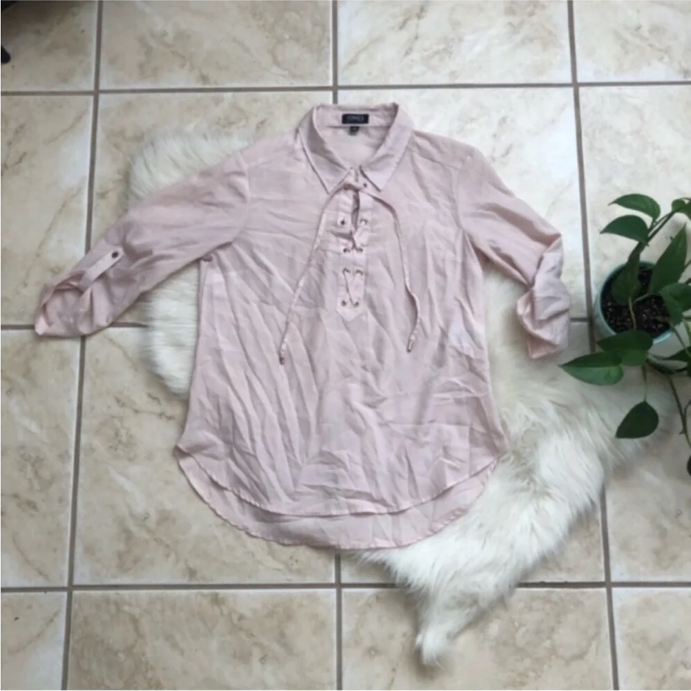 Jones New York Lace Up Blouse - Picture 1 of 6